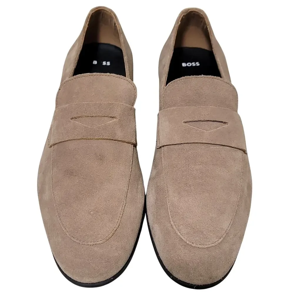 BOSS by Hugo Boss Men Gavrie Slip On Penny Loafer Size US 13 EU 46 Medium Beige